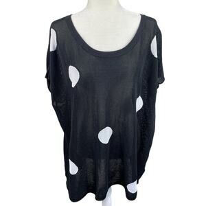 Carmakoma Size Large Polka Dot Knit Sweater 90s Art To Wear Artsy Lagenlook